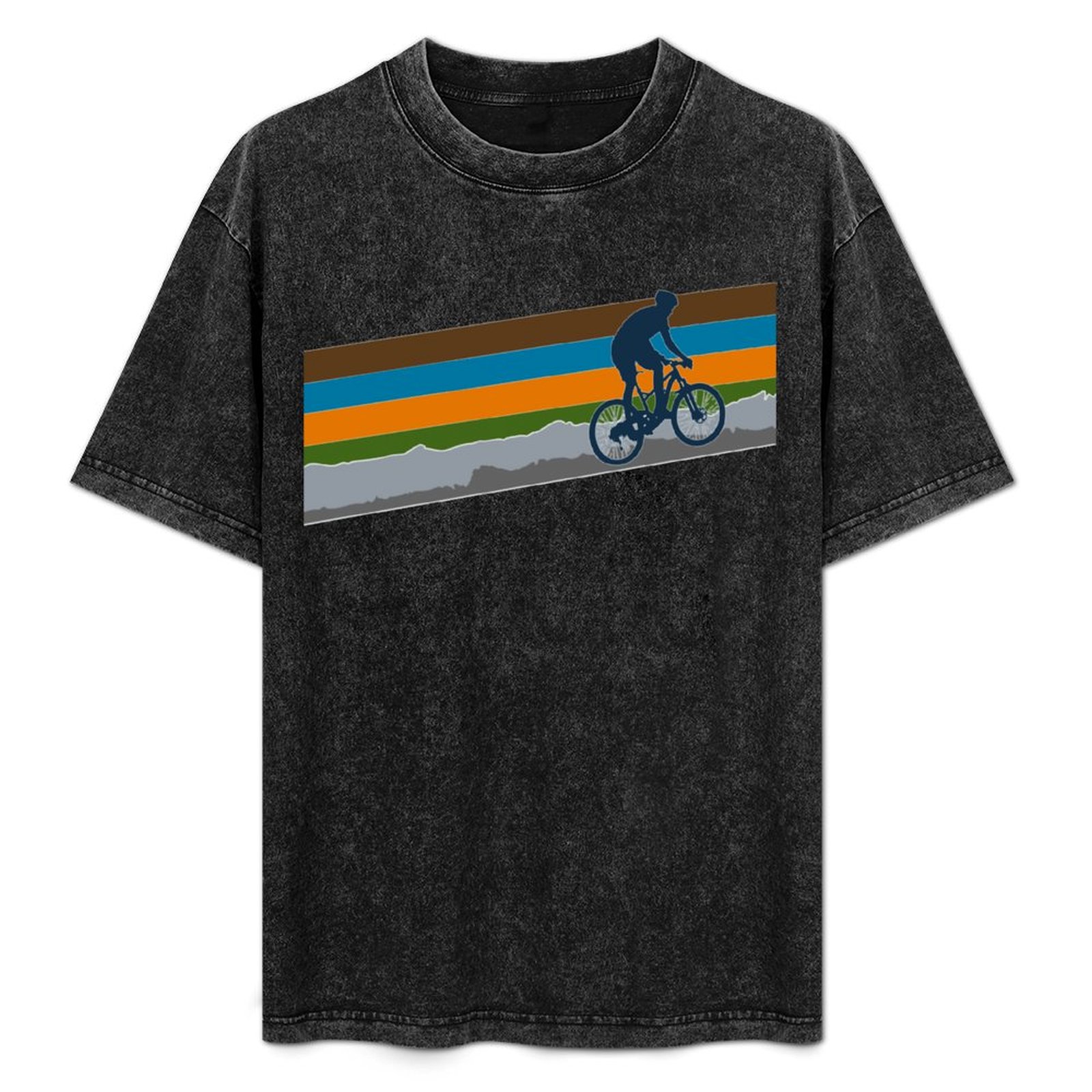 Mountain Biking Holidays - Retro Colors-Mountain Biking T-Shirt Holiday Simple