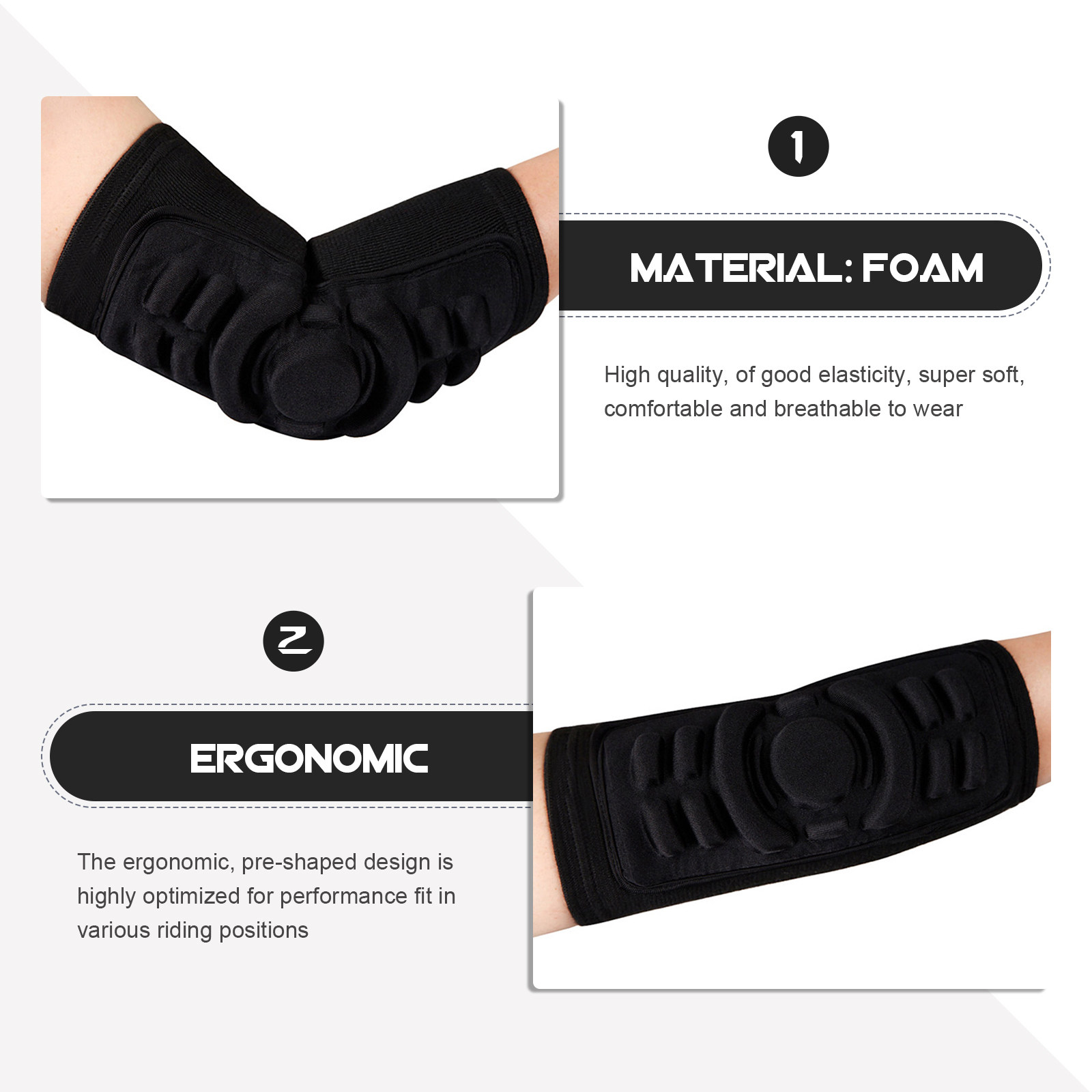 Black Elbow Pads Guard Elbow P - Mountain Biking Protective Gear avaliação e preço