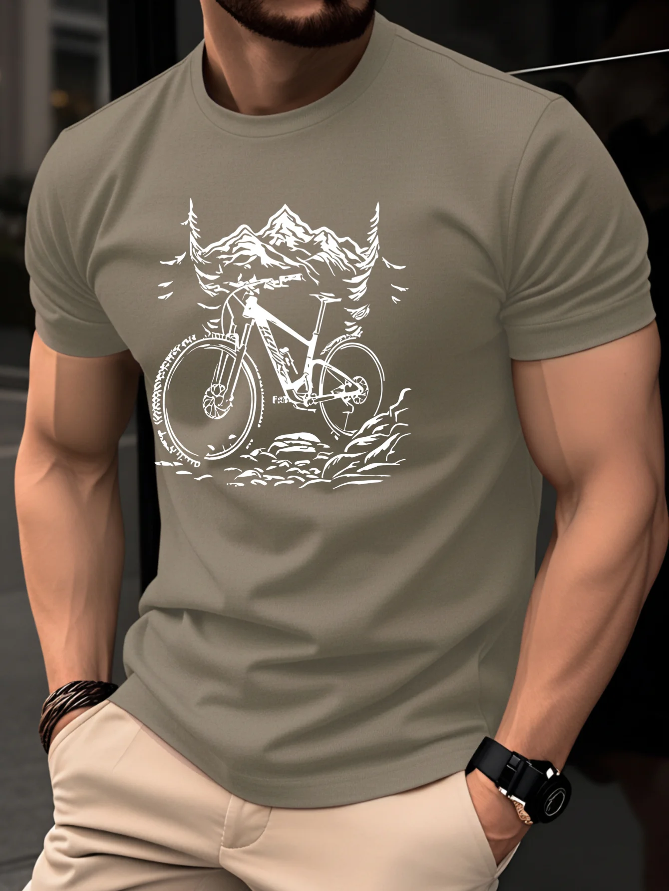 100%cotton men's T-shirt with  - Mountain Biking Holidays avaliação e preço