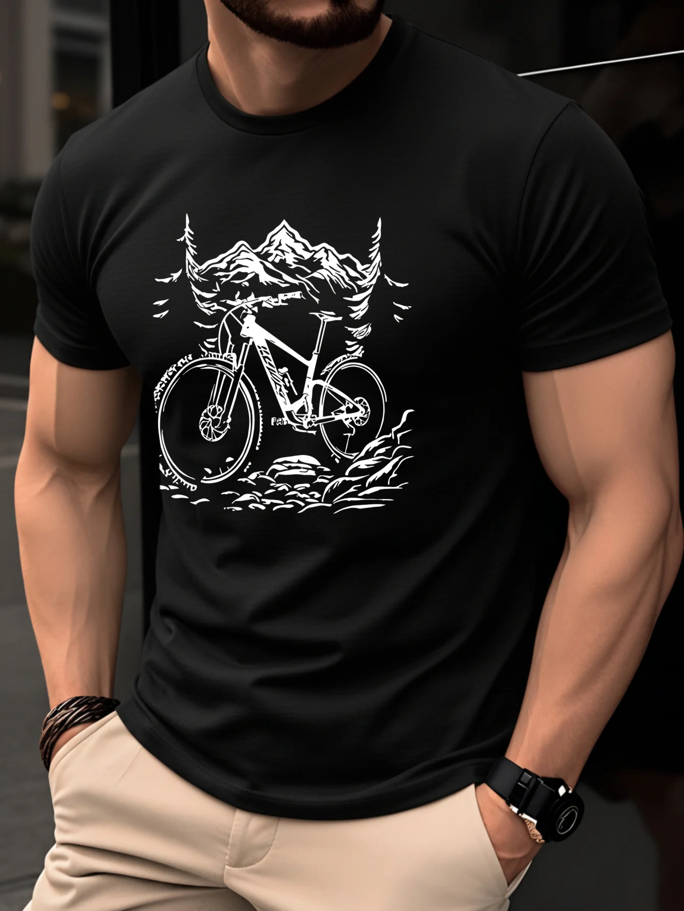 100%cotton men's T-shirt with  - Mountain Biking Holidays avaliação e preço
