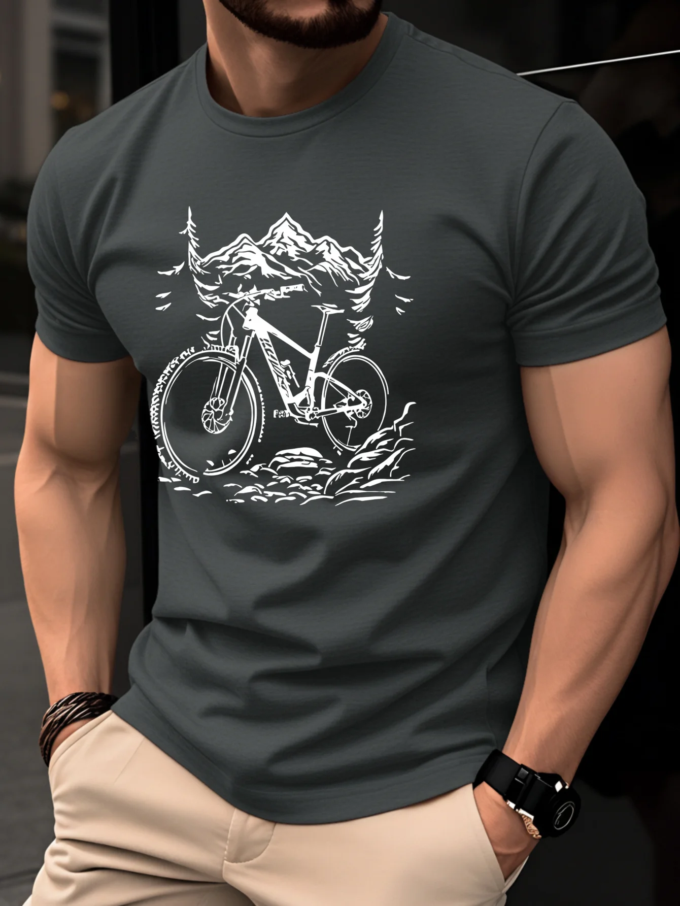 100%cotton men's T-shirt with  - Mountain Biking Holidays avaliação e preço
