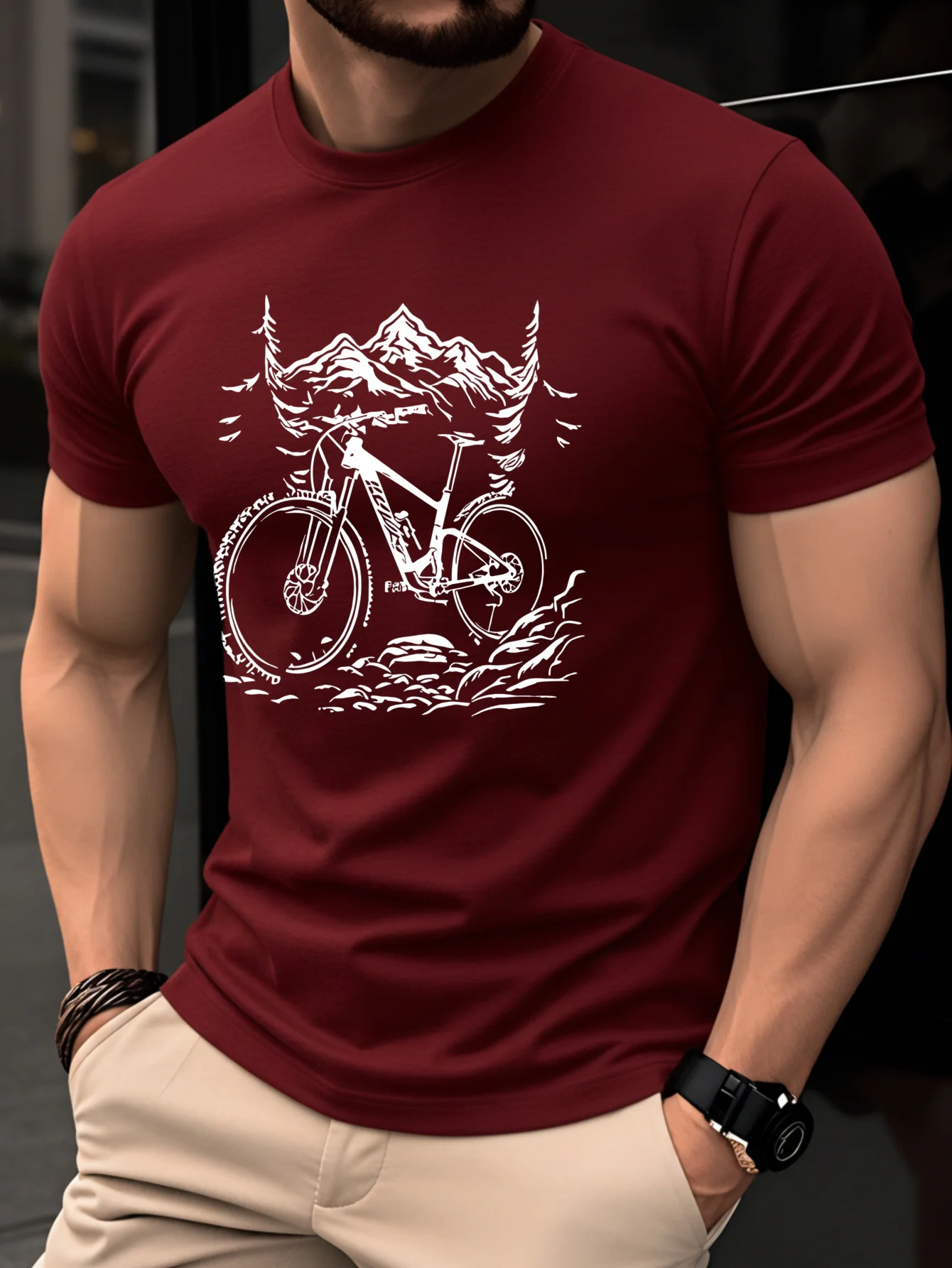 100%cotton men's T-shirt with  - Mountain Biking Holidays avaliação e preço