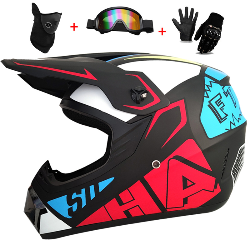3Pcs Kids Off-Road Full Helmet - Mountain Biking Helmet Full Face avaliação e preço