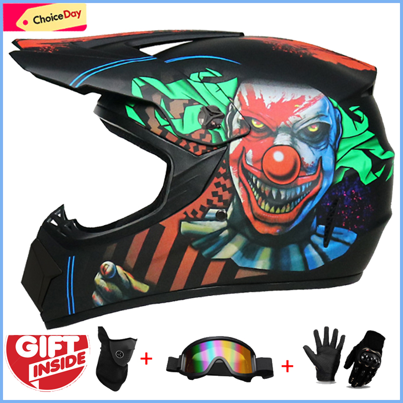3Pcs Kids Off-Road Full Helmet - Mountain Biking Helmet Full Face avaliação e preço
