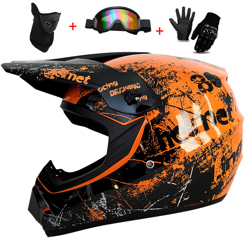 3Pcs Kids Off-Road Full Helmet - Mountain Biking Helmet Full Face avaliação e preço