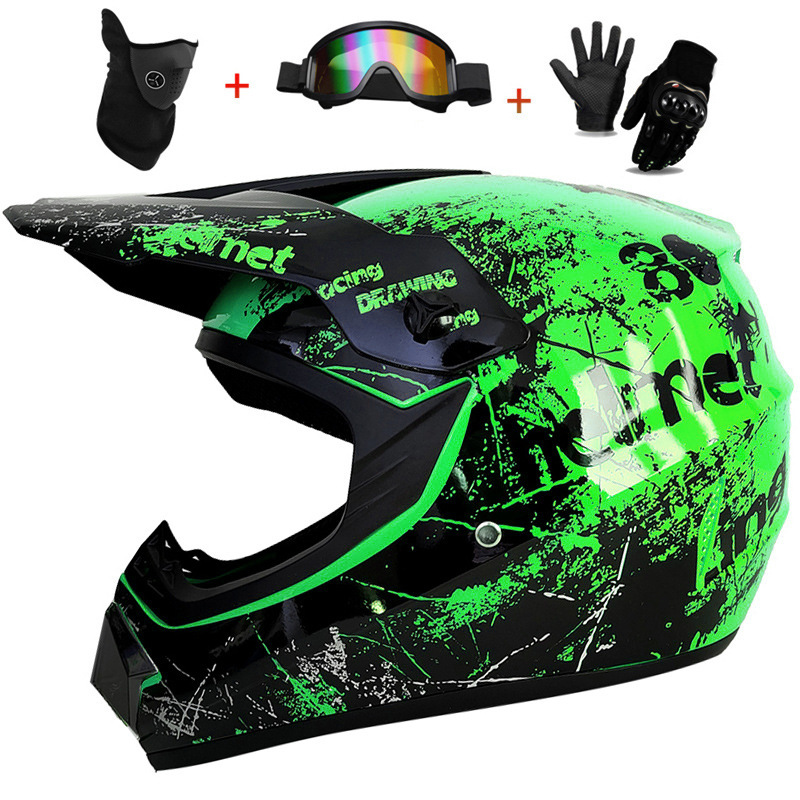 3Pcs Kids Off-Road Full Helmet - Mountain Biking Helmet Full Face avaliação e preço