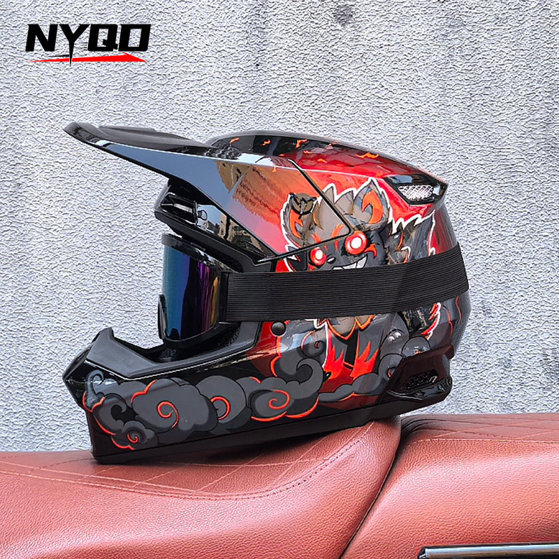 Orz Off-Road Three-Piece Helme - Mountain Biking Helmet Full Face avaliação e preço